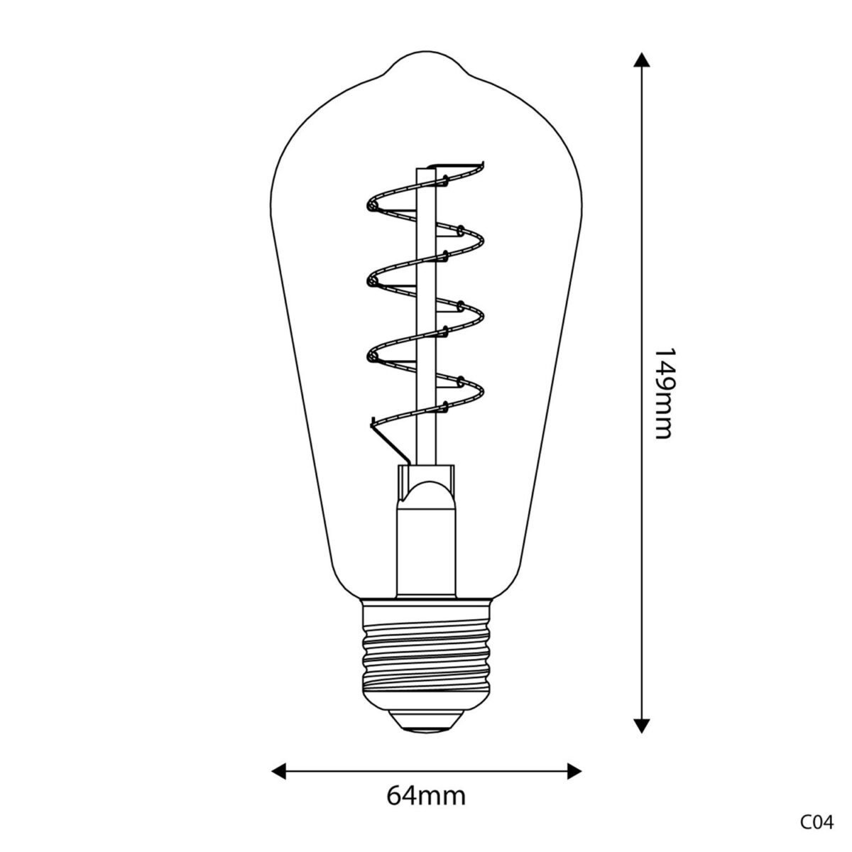 E27 Carbon, Edison, Dim, CRI 80 ST64 4W 250Lm 1800K - Bilde 5