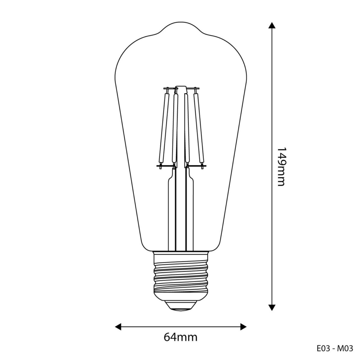 E27 Milky-White, Edison, Non-Dim, ST64 4W 470Lm 2700K - Bilde 5