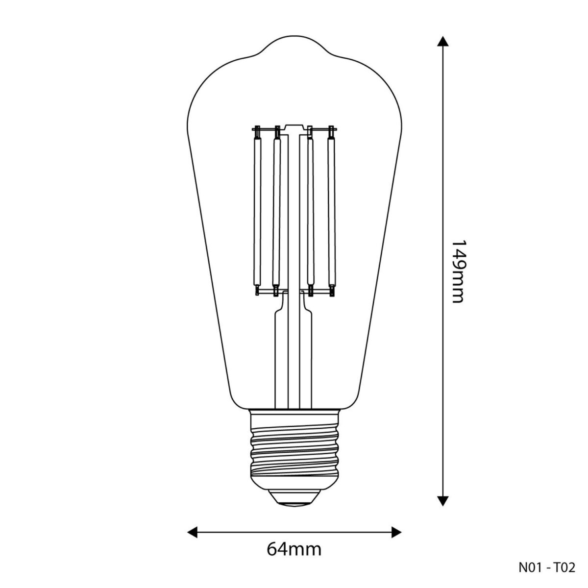 E27 Klar, Edison ST64, Dim, 7W 806Lm E27 2700K - Bilde 3