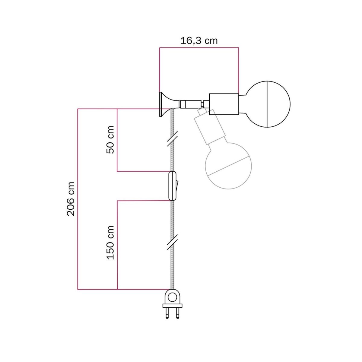 MAG-I Vegglampe m/bryter – Magnetisk og vegg - Bilde 5