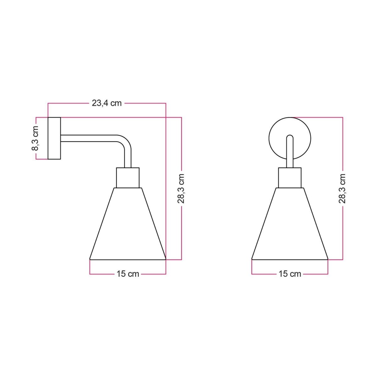 Vegglampe med or lampeskjerm - Bilde 7